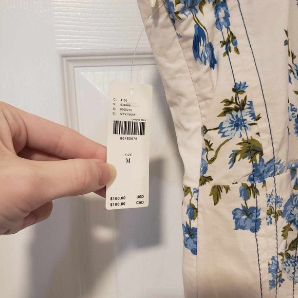 Sold Out NWT By Anthropologie Shoulder-Tie Dress in Blue Floral Ivory, Size M - Picture 12 of 12